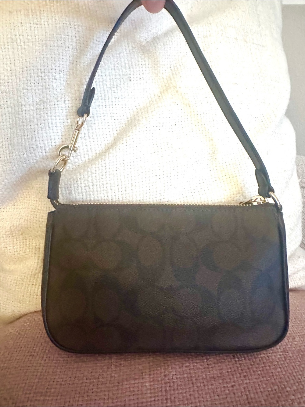 NWOT Coach Signature Brown Black Large Wristlet Clutch Gold Hardware - Picture 4 of 10